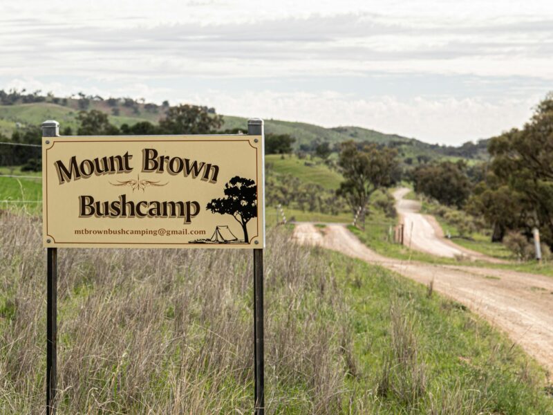 The turn off to Mt Brown Bush Camping on the Gunyah Road