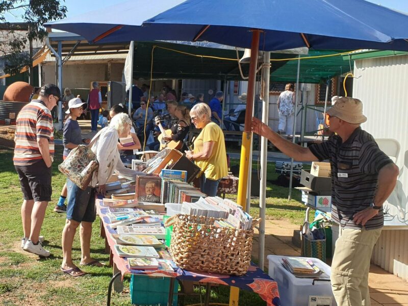 Book stall raising funds for the market site development