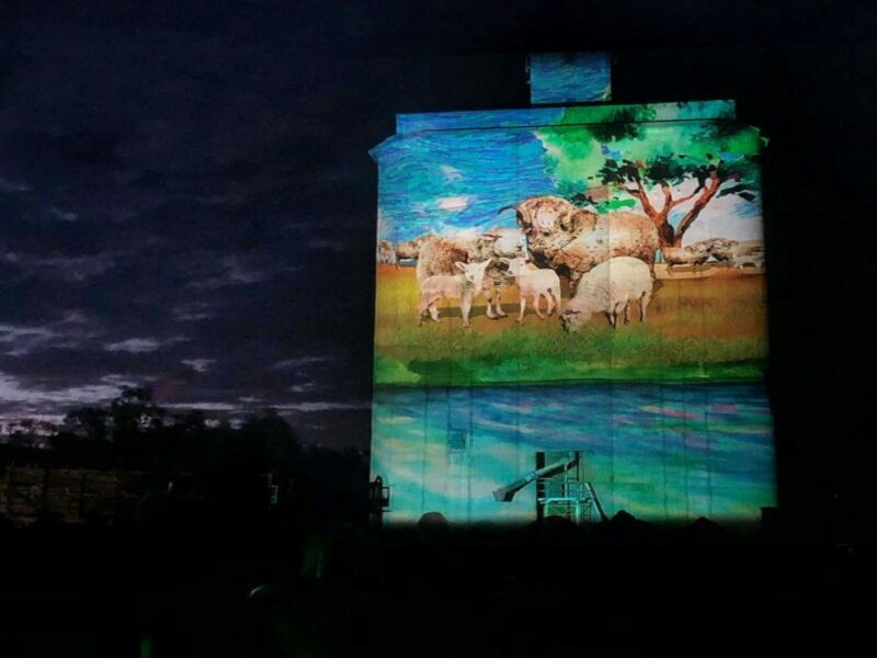 Quorn Silo Light Show at Night