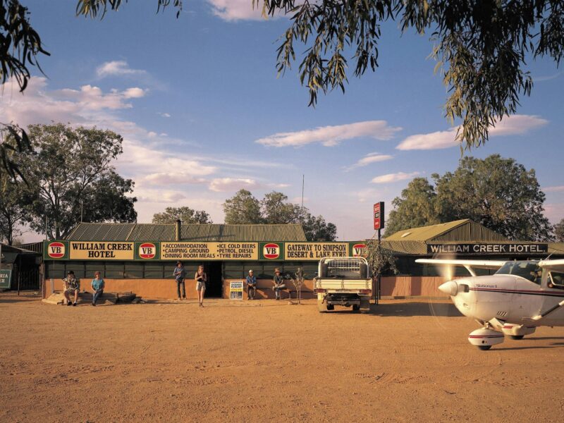 Outside the iconic William Creek Hotel