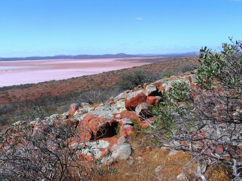 ATDW Lake Gairdner National Park.jpeg The large saline lake system surrounded by red sand hills in Lake Gairdner National Park