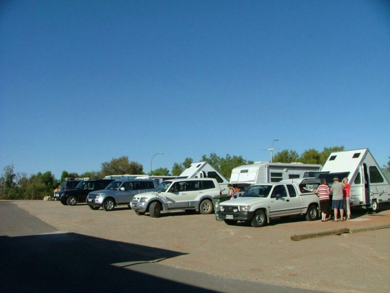 Discovery Parks - Roxby Downs. Row of parked cars and caravans.