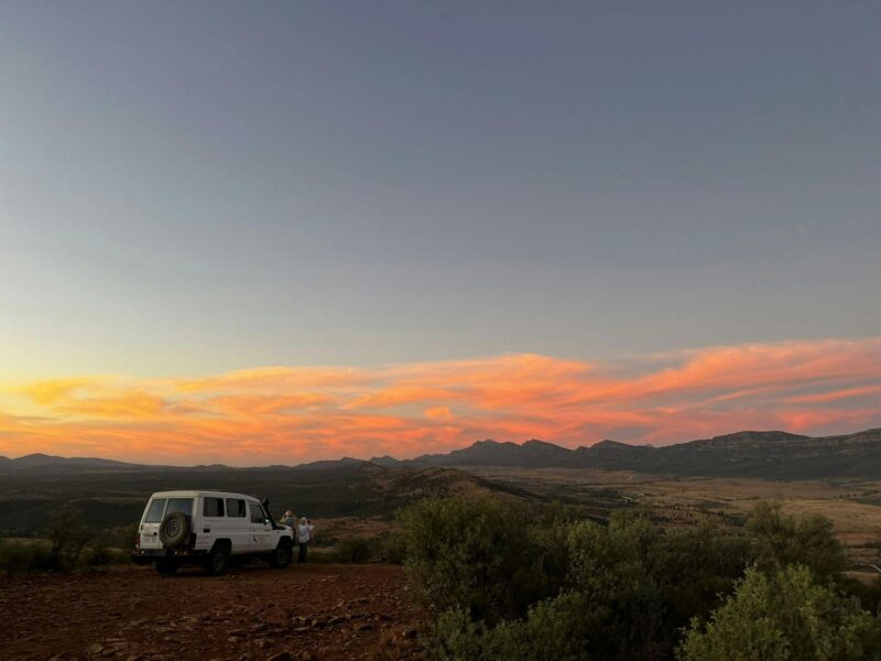 Couple enjoying the Sunset on Chace Tour while staying at Rawnsley Park Station